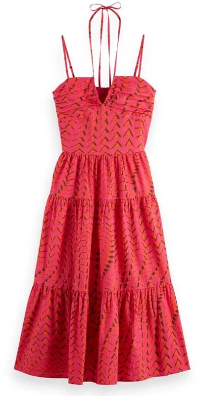 Scotch & Soda Cotton Seersucker Midi Dress House Of Mirrors Pink Size: 36 | Midi Dresses Outlet | Dames | Roze