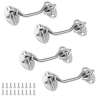 Dailygoods- Stormhaken Roestvrij Staal - 4 Stuks - Sterk Draagvermogen - Eenvoudig Te Installeren - Robuust - Voor Ramen/Jaloezieën - Raamhaak