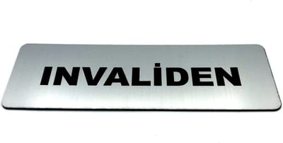 Deurbordje met tekst Invaliden incl. 3M-tape plakstrip - Namengigant Deur Tekstbordje - Deur - incl. 3M-tape plakstrip - Bordje - RVS Look - 150 mm x 50 mm x 1,6 mm - 5 jaar Garantie