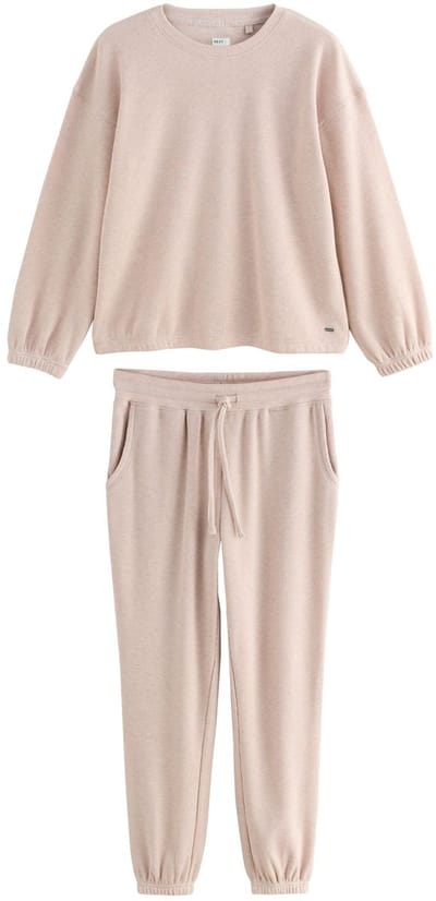 Next - Dames - Gezellige pyjama met wafeldessin en lange mouwen - Tall - Crème