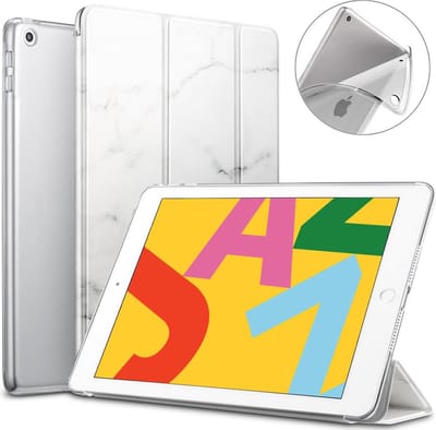 Hoes geschikt voor iPad 2019 / 2020 / 2021 10.2 inch - Trifold Book Case Kunstleer Tablet Hoesje Marmer