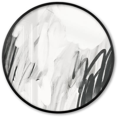 Poster in lijst Rond - Fotolijst 60x60 cm - Posters - Kunst - Abstract - Grijs - Ronde posterlijst zwart - Decoratie - Wanddecoratie woonkamer - Muurdecoratie slaapkamer