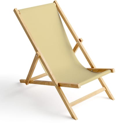 FEROCITY - Opklapbare ligstoel - Houten - strandstoel met afneembare hoes - 120 x 58 x 45 cm - Birke - Beige