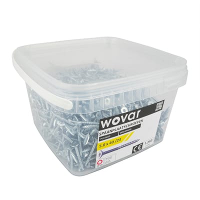 Wovar Voordeelemmer Spaanplaatschroeven Verzinkt 5.0 x 40 mm Torx 20 Deeldraad | 1250 stuks