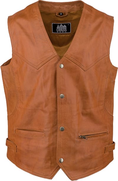 Urban 5884® - Billy - Leren - vest - heren - Cognac - lams leer - gewaxt - Maat 7XL