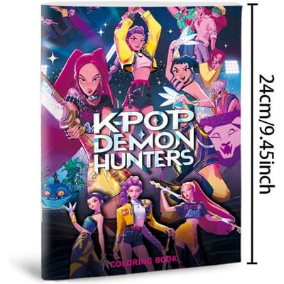 Livre de coloriage Kpop Demon Hunters Anime Dessin au trait adorable Livre de dessin conçu pour les enfants Cadeau idéal conçu pour les fans 1 PCS-A2631 pink