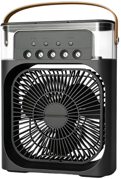 BIXc®- 3-in-1 luchtkoeler, draagbare luchtkoeler, USB-draagbare mobiele airconditioning met 3 snelheden en sproeimodus, 600 ml watertank, timer, led 7 kleuren, voor thuis, kantoor, slaapkamer