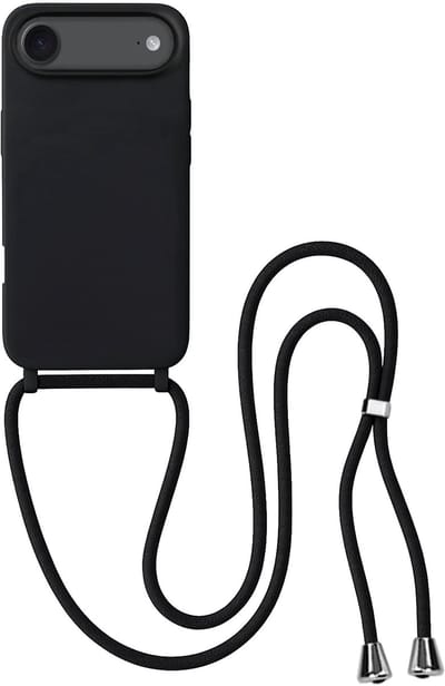 Hoes Geschikt voor iPhone Air Hoesje Met Koord - Telefoonhoesje Geschikt voor iPhone Air Backcover Met Afneembaar Koord - Zwart