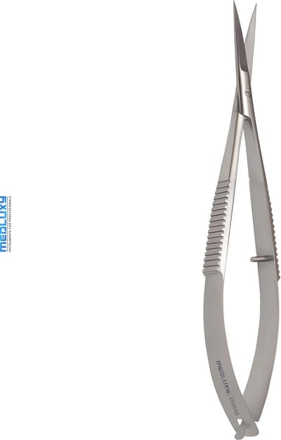 MEDLUXY® Wenkbrauw Schaar 12 cm – Professionele Eyebrow Trimmer met Recht Snijvlak – Veerschaar Zonder Vingergaten – Precisie Wenkbrauwschaartje