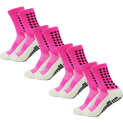 4 Paar Heren Voetbalsokken Anti Slip Non Slip Grip Pads voor Voetbal Basketbal Sporten Grip Sokken One Size pink