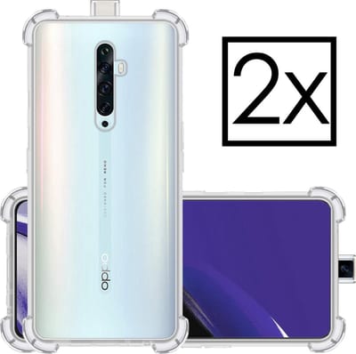 Hoesje - 2 Stuks - Geschikt voor OPPO Reno 2Z - Sterk & Shockproof - Siliconen Case - Back Cover - Telefoon Hoes Shock Proof - Transparant
