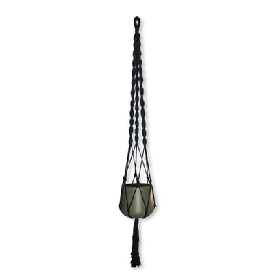 Plantenhanger 'Bixl' Zwart - 130 cm lang - Katoenkoord - Geschikt voor Pot met Diameter t/m 30 cm - Handgemaakt in ons Macramé Atelier - Prijs per Stuk - Let op: Exclusief Pot - Inclusief Verzendkosten