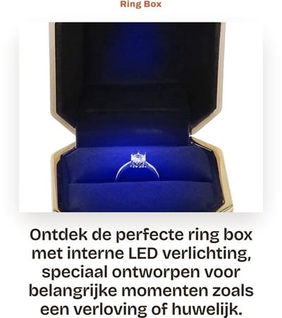 Dailygoods - Ring Box met LED Verlichting - Perfect voor Verloving - Gouden Octagonale Ringhouder - Luxe Sieraadopberger - Ideaal voor Vrouwen - Valen...