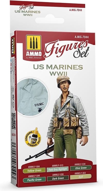AMMO by Mig Jimenez Hobbyverf Acrylverf - MIG 7044 US Marines WWII Figures - Acryl Set Verf set - 6x 17 ml
