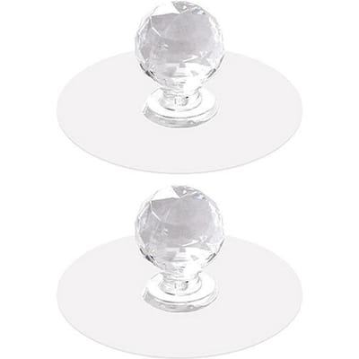 2 stuks boorvrije kristallen ladehandgrepen in diamantvorm, zelfklevende acryl knoppen voor kasten, kledingkasten en meubels. 2pcs