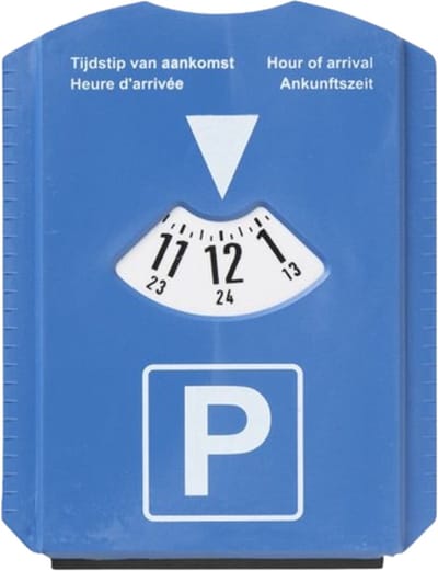 Multifunctionele Parkeerschijf met ijskrabber - Blauw - Kunststof - 16 x 12 cm - Parkeerkaart blauwe zone