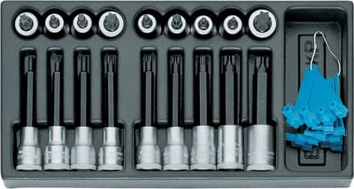 Gedore 1500 ES-ITX 19 LKP Dopsleutel-schroevendraaier-set 1/2" in 1/3 gereedschapsmodule