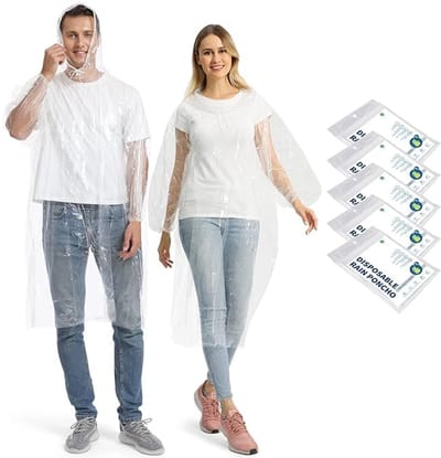 Transparante Regenponcho - Waterdicht - Met Capuchon, Trekkoord & Elastische Mouwen - Lichtgewicht - Voor Dames & Heren - Geschikt voor Outdoor, Festivals & Reizen