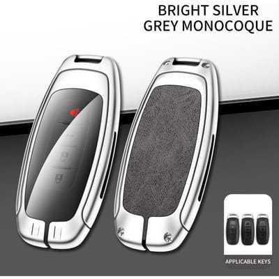 Metalen Leren Autosleutelhoesje Voor Nissan X-Trail T33 Qashqai J12 Teana Beschermhoes Huidhouder Accessoires gray