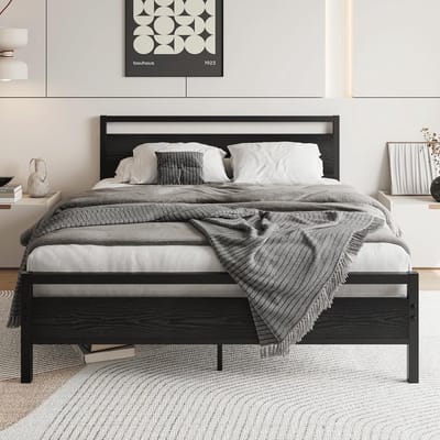 Metalen Bedframe - Stoer Tweepersoonsbed - Slaapkamer Inrichten - Veel Opbergruimte - 140 x 200 cm - Zwart