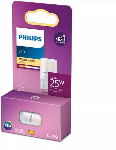 Energiezuinige Philips LED Capsule Transparant - 25 W - G9 - warmwit licht - 2 stuks - Bespaar op energiekosten