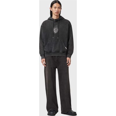 AllSaints Sabbath Oth Hoody Washed Black Taglia: XS | Felpe con cappuccio Outlet | Uomo | Nero