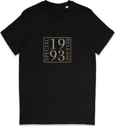 T Shirt Geboortejaar 1993 Heren Dames - Grafische Print Opdruk - Zwart - Maat S