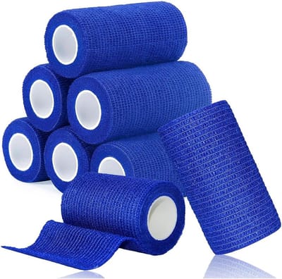 Zelfklevende verbandrol voor honden, katten en paarden - 8 rollen van 7.5 cm x 4.5 m voor snelle wondverzorging, flexibele fixatie en ademend katoen.