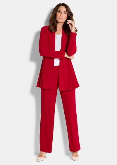 Comfortabele slinky broek VERA - rood - Gr. 19 van Goldner Fashion