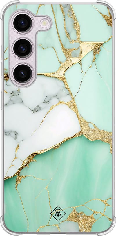 Casimoda® hoesje - Geschikt voor Samsung Galaxy S23 Plus - Marmer Mintgroen - Shockproof case - Extra sterk - TPU/polycarbonaat - Mint, Transparant