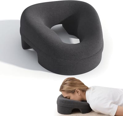 KZQ Gezichtskussen - Massagekussen voor op de buik - Gezichtssteunkussen - Afneembare kussensloop van traagschuim - Ademend ontwerp - Geschikt voor gebruik op bedden, massagetafels, na piercings en na oogoperaties - Donkergrijs