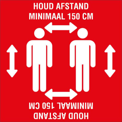 vloersticker houd 1,5 meter afstand corona virus RIVM COVID19 COVID-19 280x280 mm rood