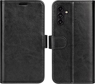 MobyDefend Hoesje - Geschikt voor Samsung Galaxy A14 - Wallet Book Case (Sluiting Achterkant) - Zwart