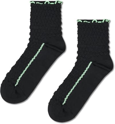 Happy Socks Structure Slinky Mini Crew Sock (1-pack) - hoge unisex enkelsokken - zwart - Unisex - Maat: 36 - 40