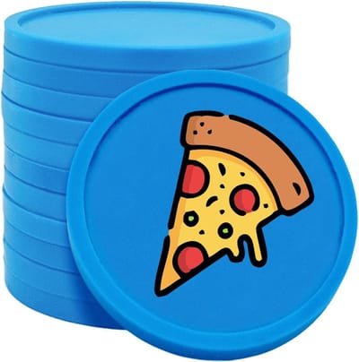 CombiCraft pizza consumptiemunten blauw - Ø29mm enkelzijdig bedrukt - 100 stuks