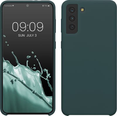kwmobile telefoonhoesje geschikt voor Samsung Galaxy S21 Plus - Hoesje met siliconen coating - Smartphone case in blauwgroen