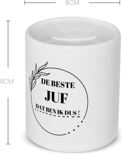 Akyol - beste juf dat ben ik dus Spaarpot - Juf - leraressen - collega's - verjaardag - afscheidscadeau - geschenk - kado - 350 ML inhoud