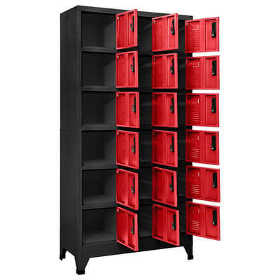 vidaXL - Lockerkast - 90x40x180 - cm - staal - antracietkleurig - en - rood