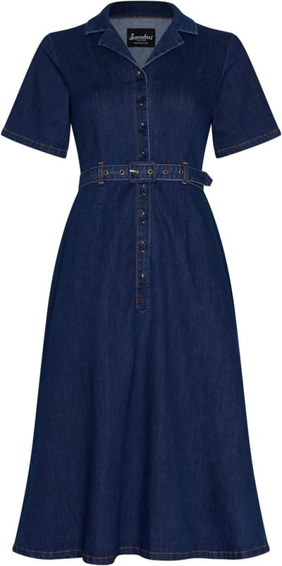 Succubus Clothing Rosie Denim 50's Swing Jurk Navy