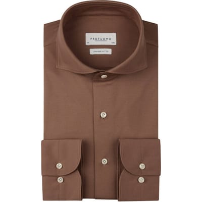 Profuomo slim fit heren overhemd - jersey - rood - Strijkvriendelijk - Boordmaat: 38