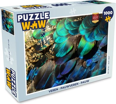 Puzzel Veren - Pauwveren - Pauw - Blauw - Kunst - Legpuzzel - Puzzel 1000 stukjes volwassenen