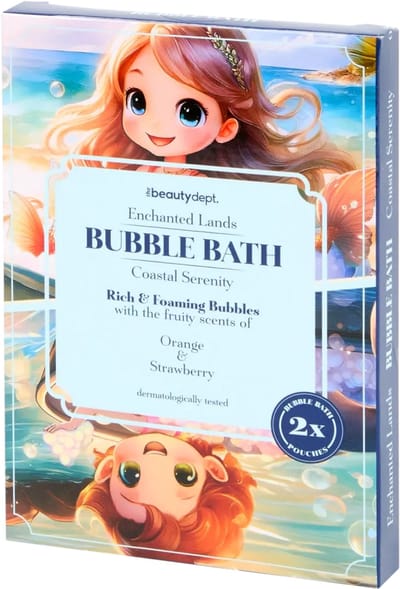 The Beauty Dept - bubbelbad badschuim - foaming bubbles sprookje - coastal serenity - 2 x 40 ml - met fruitgeuren voor kids
