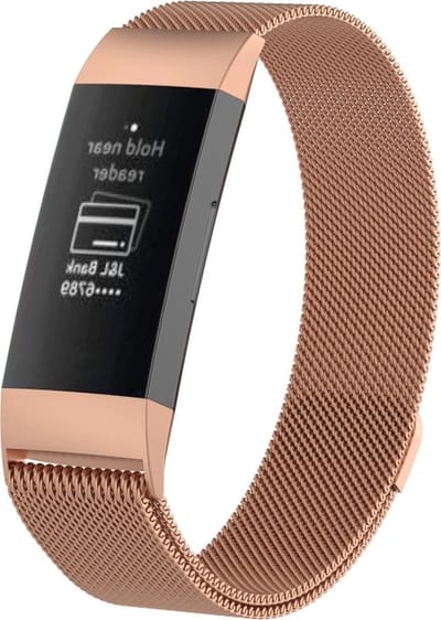 Ulanax® |Horlogeband - Fitbit bandje - Rosegoud bandje - Geschikt voor Fitbit Charge 3/4