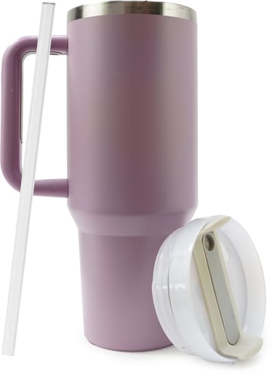 Eurocatch Tumbler 1.2L - Thermosbeker met Rietje en Handvat - 11 uur koud 48 uur met ijs - Vaatwasserbestendig - Roze