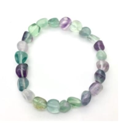 Fluoriet edelstenen armband groen en paars beschermende en stabiliserende edelsteen maat 18