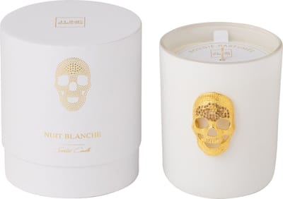 J-Line geurkaars Doodskop Nuit Blanche - White Floral Tonk - glas - wit - large - 65U