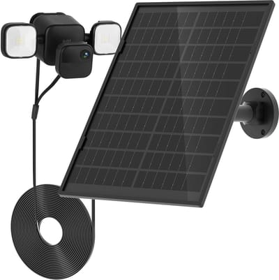 Zonnepaneel voor Buitencamera - Solar Charger - Camera Voeden - 10W Hoog Vermogen - 5 meter kabel - Zwart