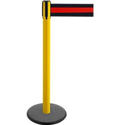 Afzetpaal met trekband GLA 29, geel, trekband zwart/rood
