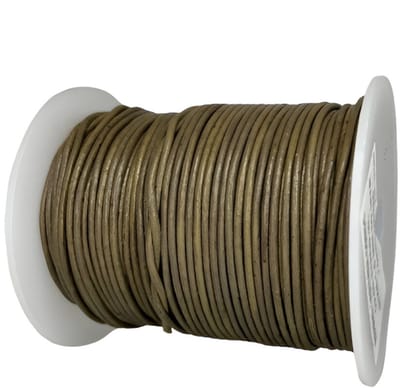Leren Koord Rond, 50 m x 1.5 mm - Rond Lederen Koord, Voor Halskettingen, Armbanden, Sieraden, Knutselkralen en Veters (Khaki)