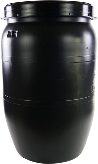 Kunststof Vaten 120 Liter, Zwart met Zwarte Deksel